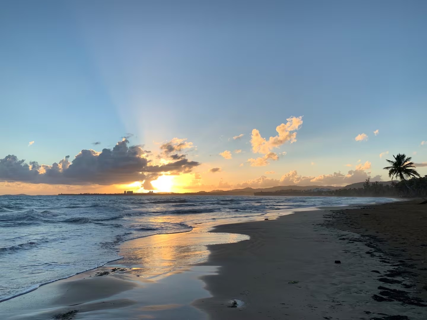 Las Picuas Beach at sunrise — the right time to look for fresh turtle tracks