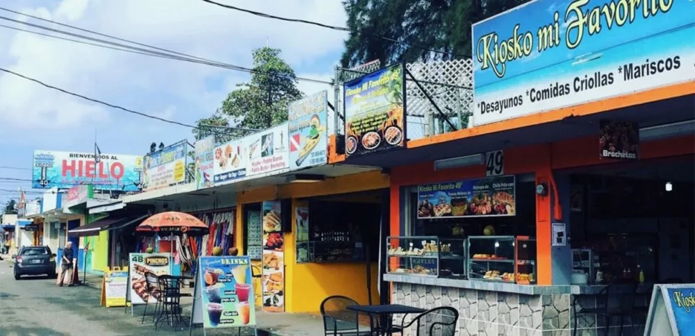 Luquillo Kioskos — the long row of food stands on PR-3 near El Yunque, Puerto Rico